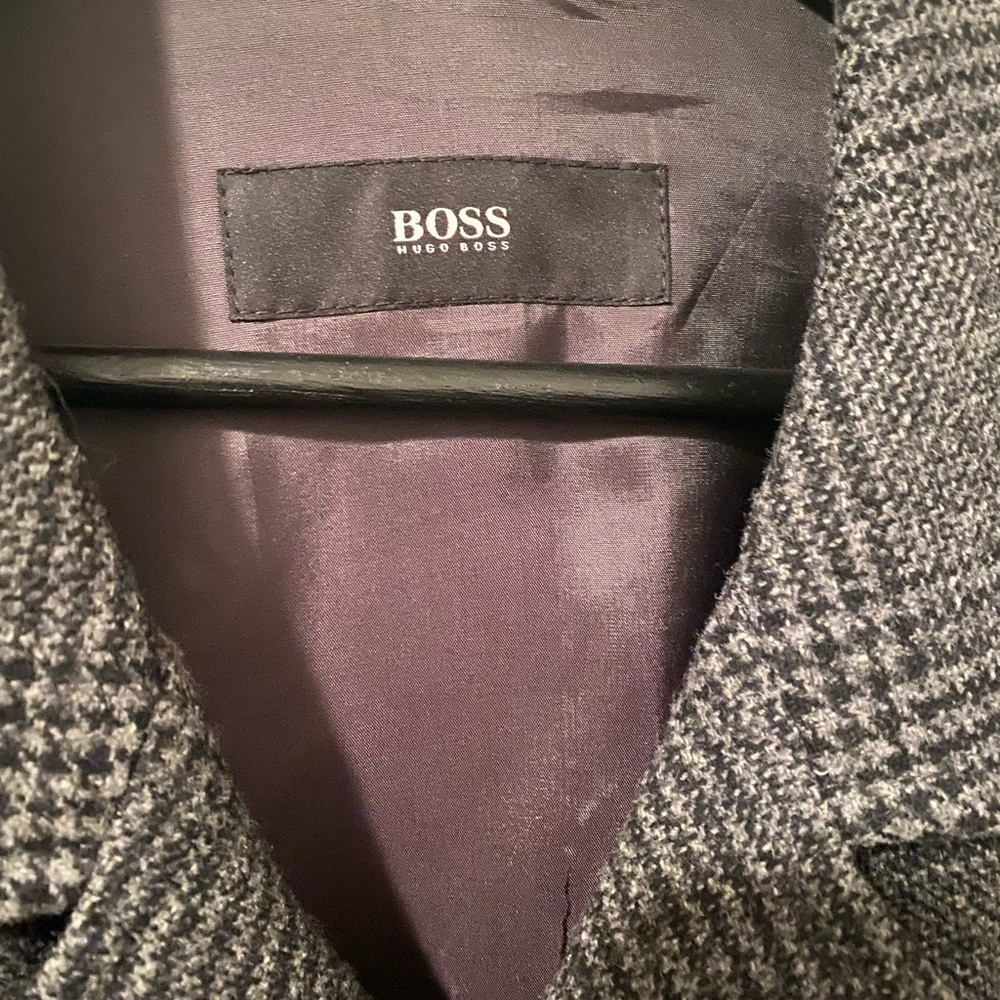 Men’s gray long wool coat by BOSS size 42r
